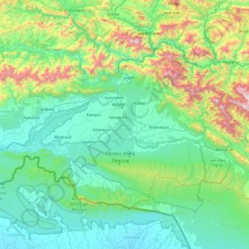 Chitwan topographic map, elevation, terrain