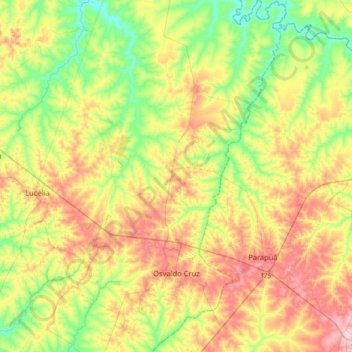 Osvaldo Cruz topographic map, elevation, terrain