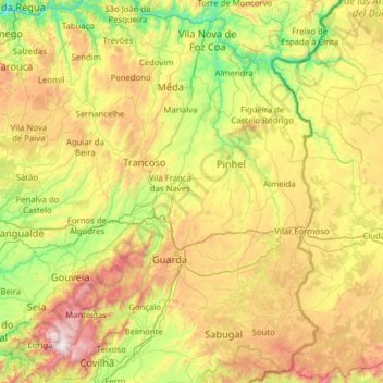 Guarda topographic map, elevation, terrain