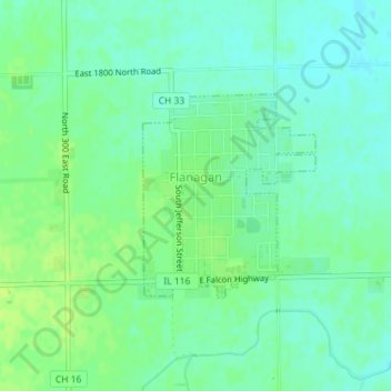 Flanagan topographic map, elevation, terrain