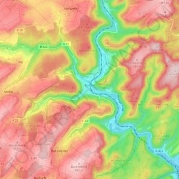 Kordel topographic map, elevation, terrain