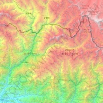 Rasuwa topographic map, elevation, terrain