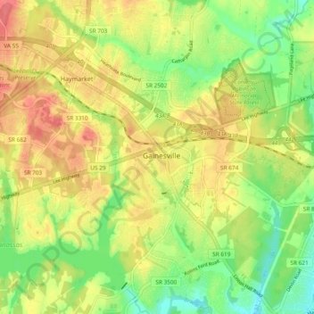 Gainesville topographic map, elevation, terrain