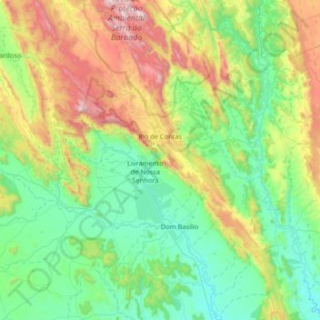 Rio de Contas topographic map, elevation, terrain