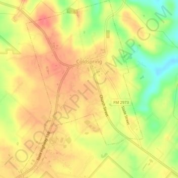 Coldspring topographic map, elevation, terrain