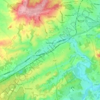 Farnham topographic map, elevation, terrain