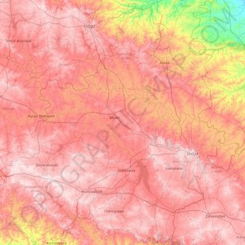 Bidar district topographic map, elevation, terrain