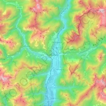 Longarone topographic map, elevation, terrain