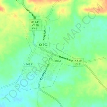 Fredonia topographic map, elevation, terrain