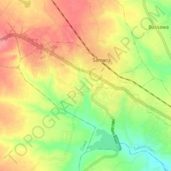 Samaru topographic map, elevation, terrain