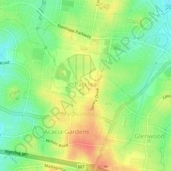 Parklea topographic map, elevation, terrain