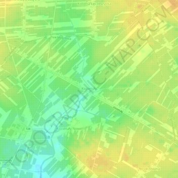 Kozietuły topographic map, elevation, terrain