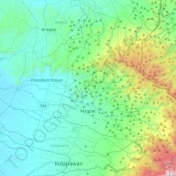 Magpet topographic map, elevation, terrain