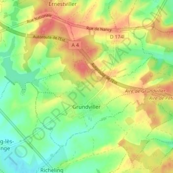 Grundviller topographic map, elevation, terrain