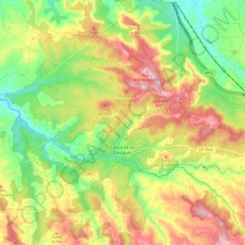 Cervià de les Garrigues topographic map, elevation, terrain