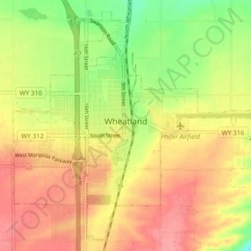 Wheatland topographic map, elevation, terrain