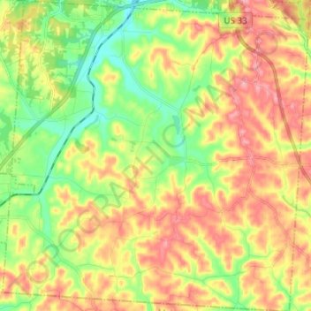 Alexander Township topographic map, elevation, terrain