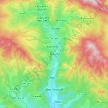 Corbeni topographic map, elevation, terrain