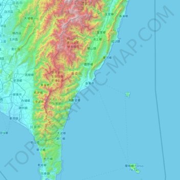 Taitung County topographic map, elevation, terrain