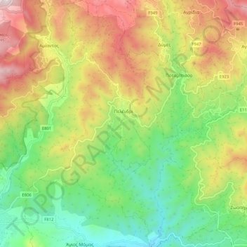 Pelendri topographic map, elevation, terrain