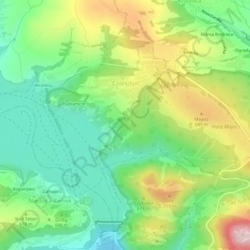 Czorsztyn topographic map, elevation, terrain