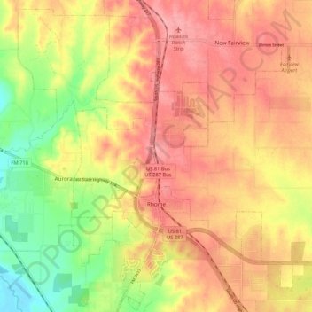 Rhome topographic map, elevation, terrain