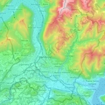 Bezirk Mendrisio topographic map, elevation, terrain