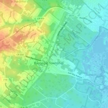 Barnegat topographic map, elevation, terrain