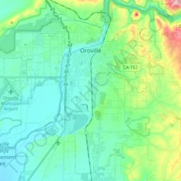 Oroville topographic map, elevation, terrain