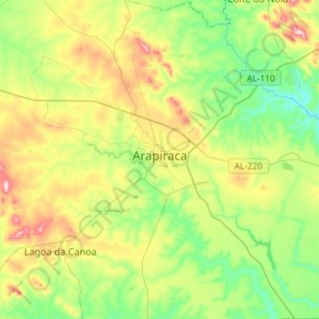 Arapiraca topographic map, elevation, terrain
