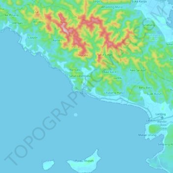 Teupah Barat topographic map, elevation, terrain