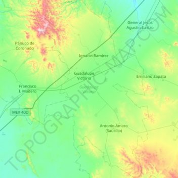 Guadalupe Victoria topographic map, elevation, terrain