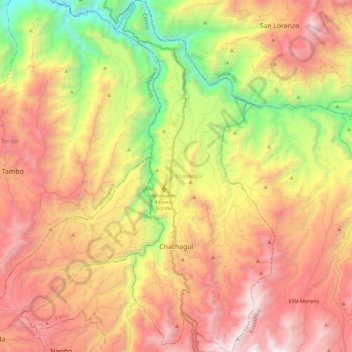 Chachagüí topographic map, elevation, terrain