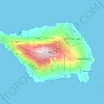 Savaiʻi topographic map, elevation, terrain