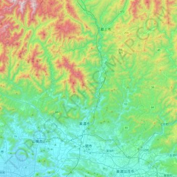 Seki topographic map, elevation, terrain