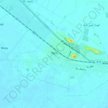 Rabwah topographic map, elevation, terrain