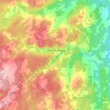 New Gairloch topographic map, elevation, terrain
