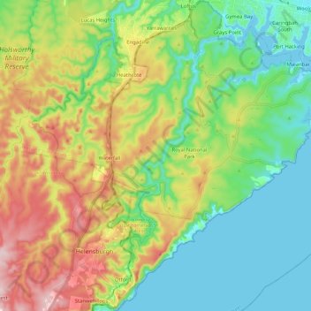 Royal National Park topographic map, elevation, terrain