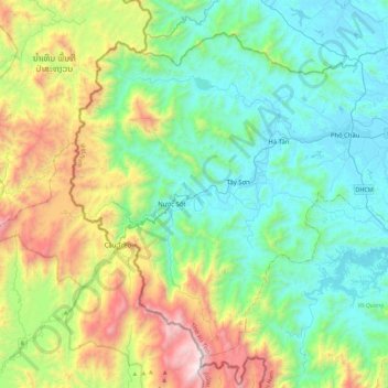 Hương Sơn District topographic map, elevation, terrain