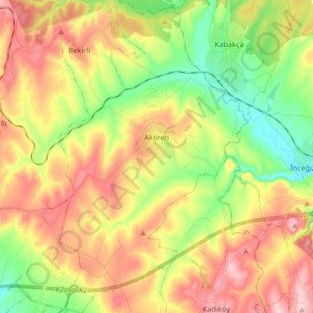 Akören Mahallesi topographic map, elevation, terrain