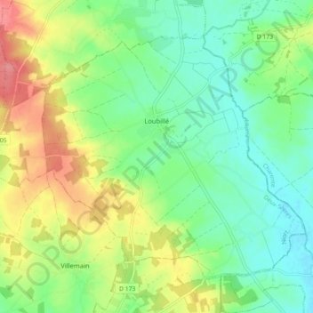 Loubillé topographic map, elevation, terrain