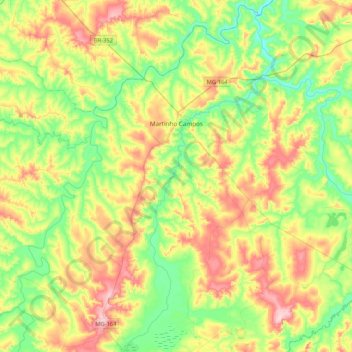 Martinho Campos topographic map, elevation, terrain