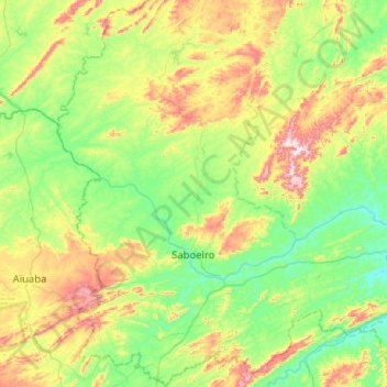 Saboeiro topographic map, elevation, terrain