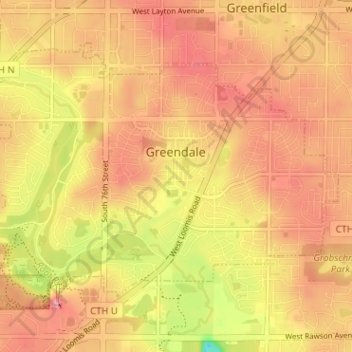 Greendale topographic map, elevation, terrain