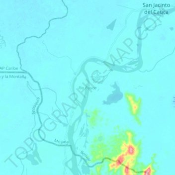 Rio Cauca topographic map, elevation, terrain