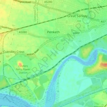 Penketh topographic map, elevation, terrain