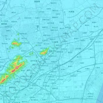 Linping District topographic map, elevation, terrain