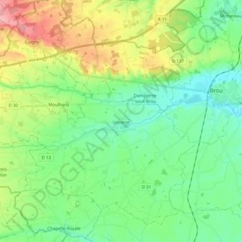 Unverre topographic map, elevation, terrain