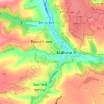 Nailsworth topographic map, elevation, terrain
