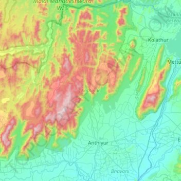 Anthiyur topographic map, elevation, terrain